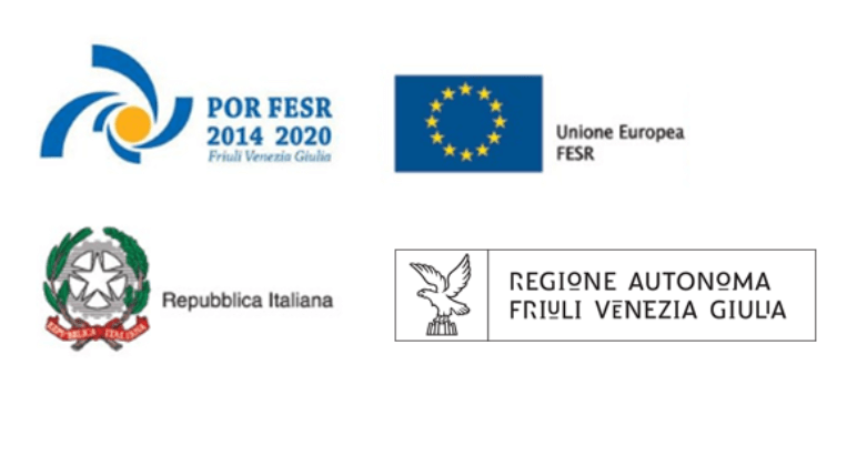 loghi POR FESR, UE, Repubblica Italiana, Friuli Venezia Giulia
